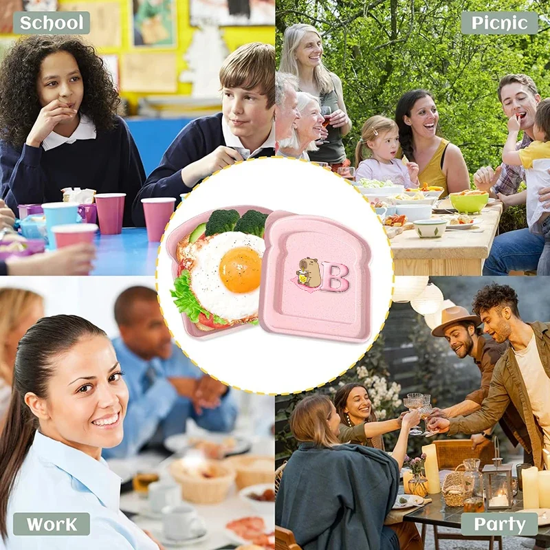 

Креативный ланч-бокс с изображением капибары, милый мультяшный узор, буквенный A-Z, ланч-бокс с принтом, портативные контейнеры для хранения еды, подарки на день рождения