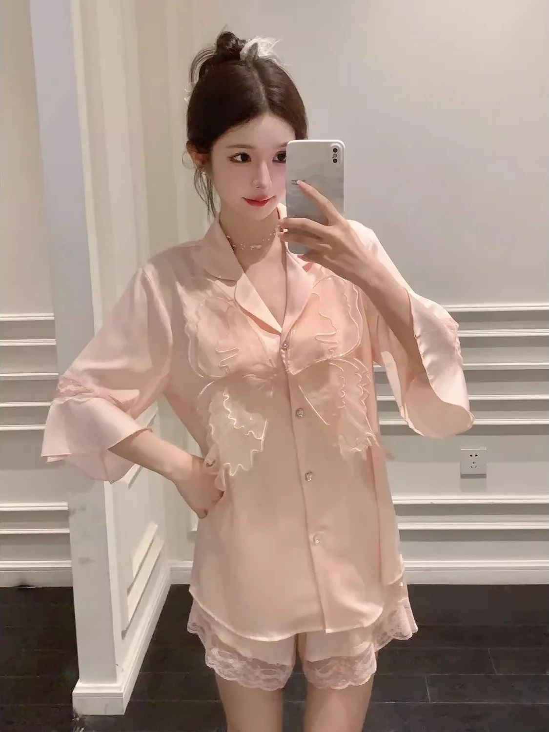 ชุดเซ็ตเสื้อผ้าผู้หญิงไซส์ใหญ่พิเศษ ผ้าไหมน้ำแข็งบางเบา สำหรับฤดูร้อน สไตล์หวานๆ ชุดลำลองสองชิ้น ชุดกีฬา