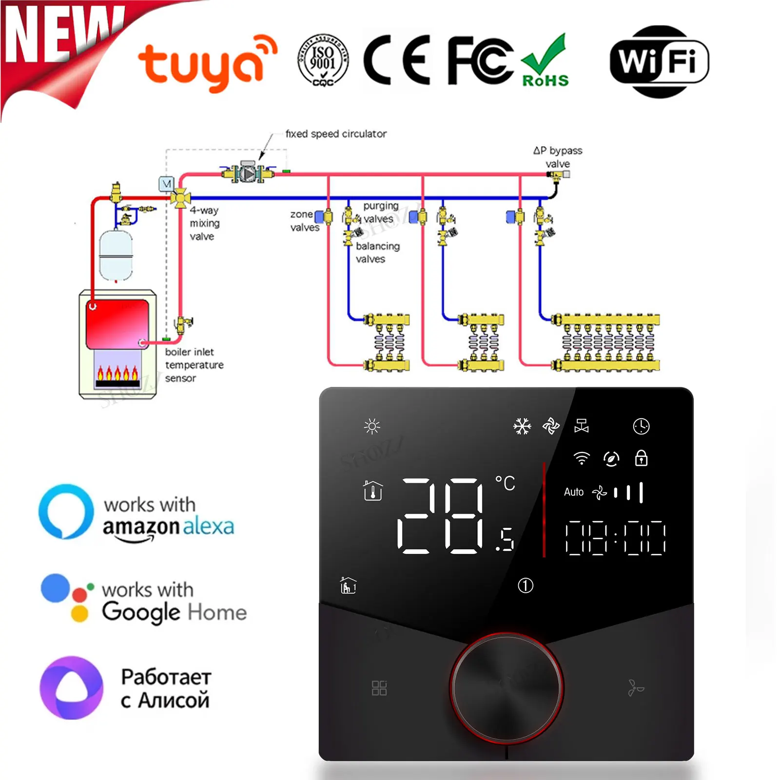 Imagem -06 - Zigbee 3.0 Compressor de ar Condicionado Termostato Unidade Bobina Ventilador Digital Temp Condicionado 220v Tuya Vida Inteligente Alexa Google Casa