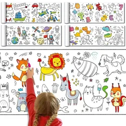 90cm Animal Children's Drawing Roll DIY Coloring Paper Roll Color Filling Graffiti Paper-cut for Kids Painting Educational Toys