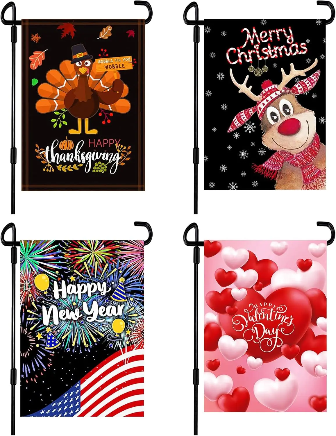 Thanksgiving Garden Flag Seasonal Christmas Garden Flags 12.5 x 18 Inch Happy New Year Garden Flags for Outdoor Decorations Vale