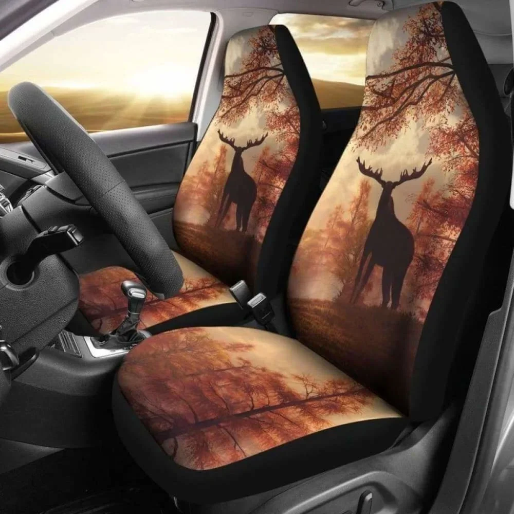 Lonely Moose At Sunset Car Seat Covers 205017,Pack of 2 Universal Front Seat Protective Cover