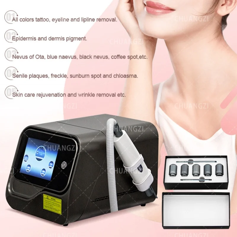 Pico Macchina laser professionale per la rimozione dei tatuaggi Nd-YAG portatile Q-Switch Rimozione delle macchioline per spelafili in carbonio per saloni di bellezza
