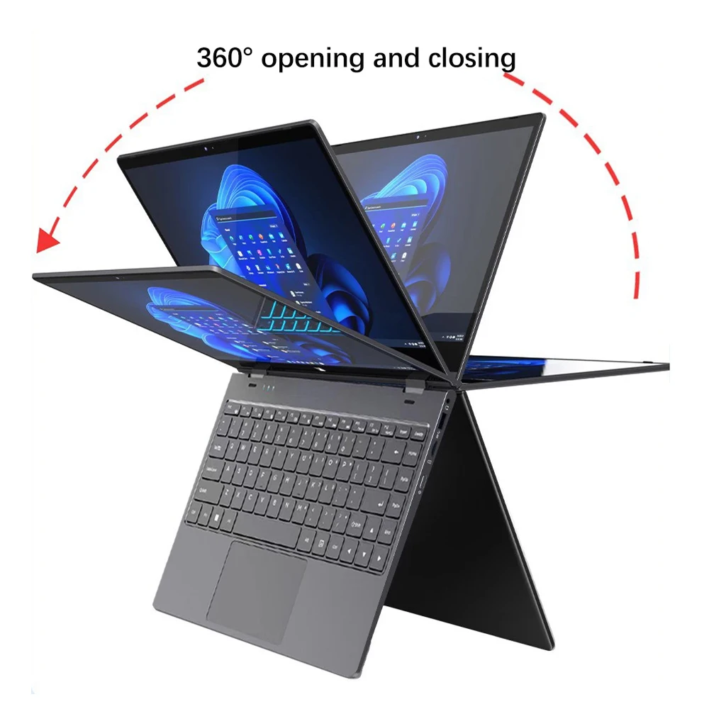FW-Y1 Mini portátil de 14 pulgadas Intel N95 32GB DDR4 2TB SSD 6000 mAh Tablet 2 en 1 2.5K 2560x1440 Touch 360 °   Flip Office Estudio Netbook