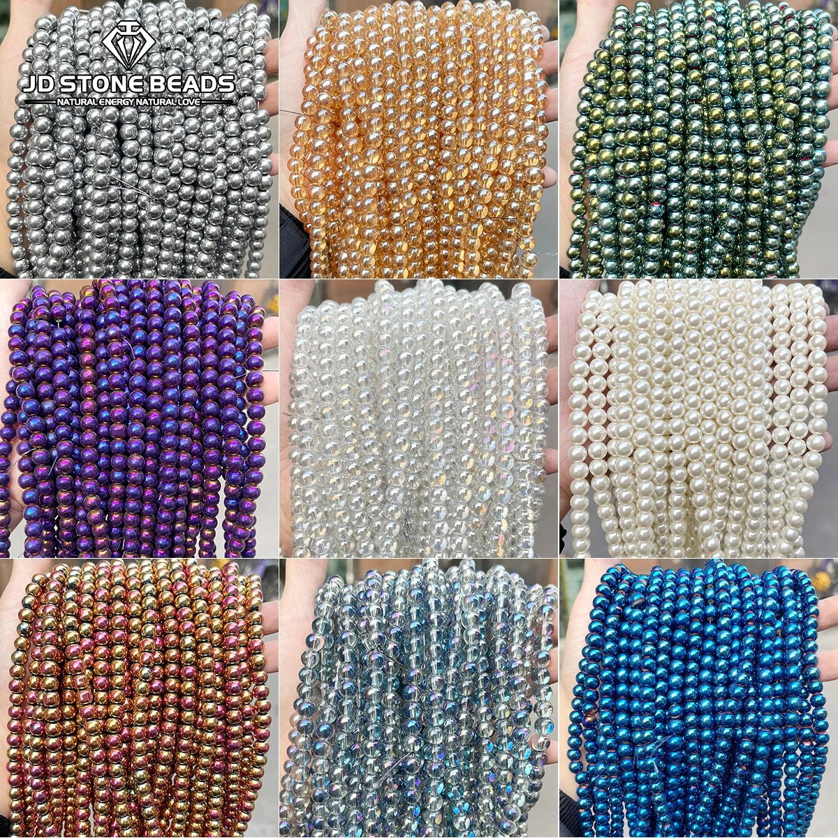 

32-дюймовая стеклянная бусина с покрытием, круглая свободная бусина-разделитель 4, 6, 8, 10, 12 мм для изготовления ювелирных изделий, браслет, ожерелье, аксессуар, оптовая продажа