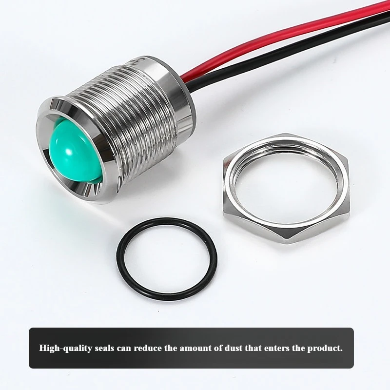 LED Metal Indicator Lights: 6/8/12/14/19/22/25 mm Single-Color, Power-Supply-Type, Weatherproof Signal Lights (12-24V, 220V)