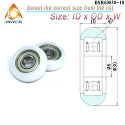 1pcs 8x30x10 mm POM Coated Rollers BSR60830-10 OD 30 mm White Cam Wheel & Round Nylon Rower Pulleys & Delrin Wrapped Bearing