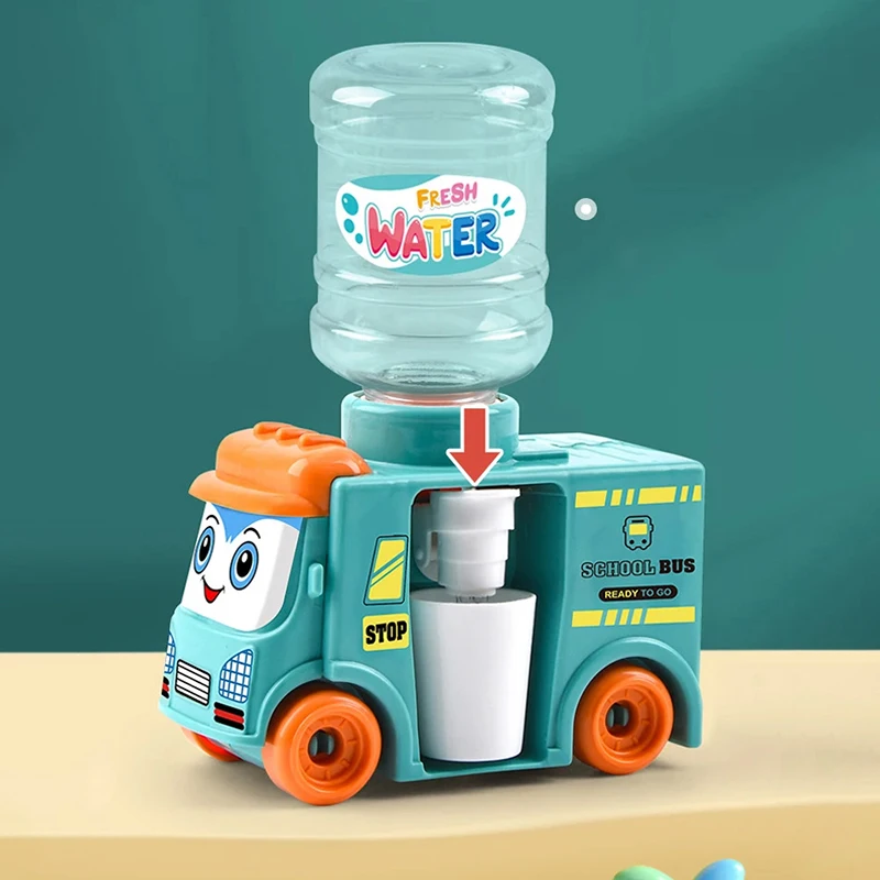 Dispensador de agua 2 en 1, Mini enfriador de agua simulado, juguetes para bebés, coche deslizante de empuje, juego de simulación, juguete de cocina, bebedero de salida, regalo para niños