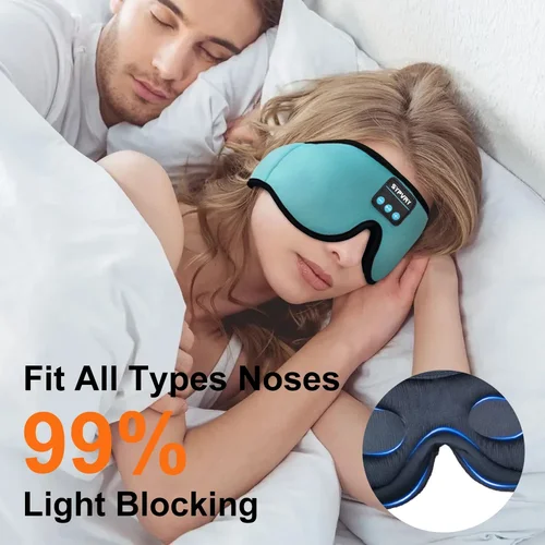 Imagen 2 del producto Auriculares para dormir, máscara para ojos con Bluetooth, venda ajustable 3D, máscara para dormir con Bluetooth, auriculares inalámbricos para mujeres y hombres, dormir mejor