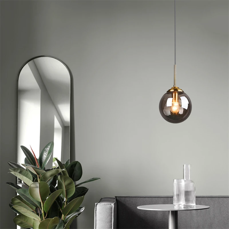 Plafonnier LED Suspendu en Forme de Boule de Verre, Design Nordique, Luminaire Décoratif d'Nik, Idéal pour une Salle à Manger, une Chambre à Coucher ou un oral et, Livraison Directe