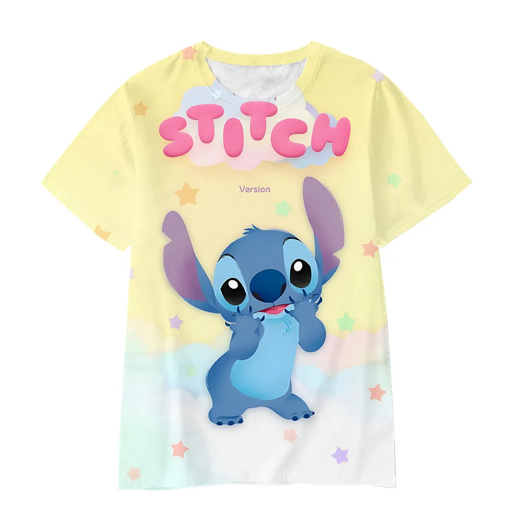 Stitch Boys Girls T-shirt Disney Children's T-shirt 3D Printed Short Sleeve MINISO Men's T-shirt Oversized Summer Men's Clothing