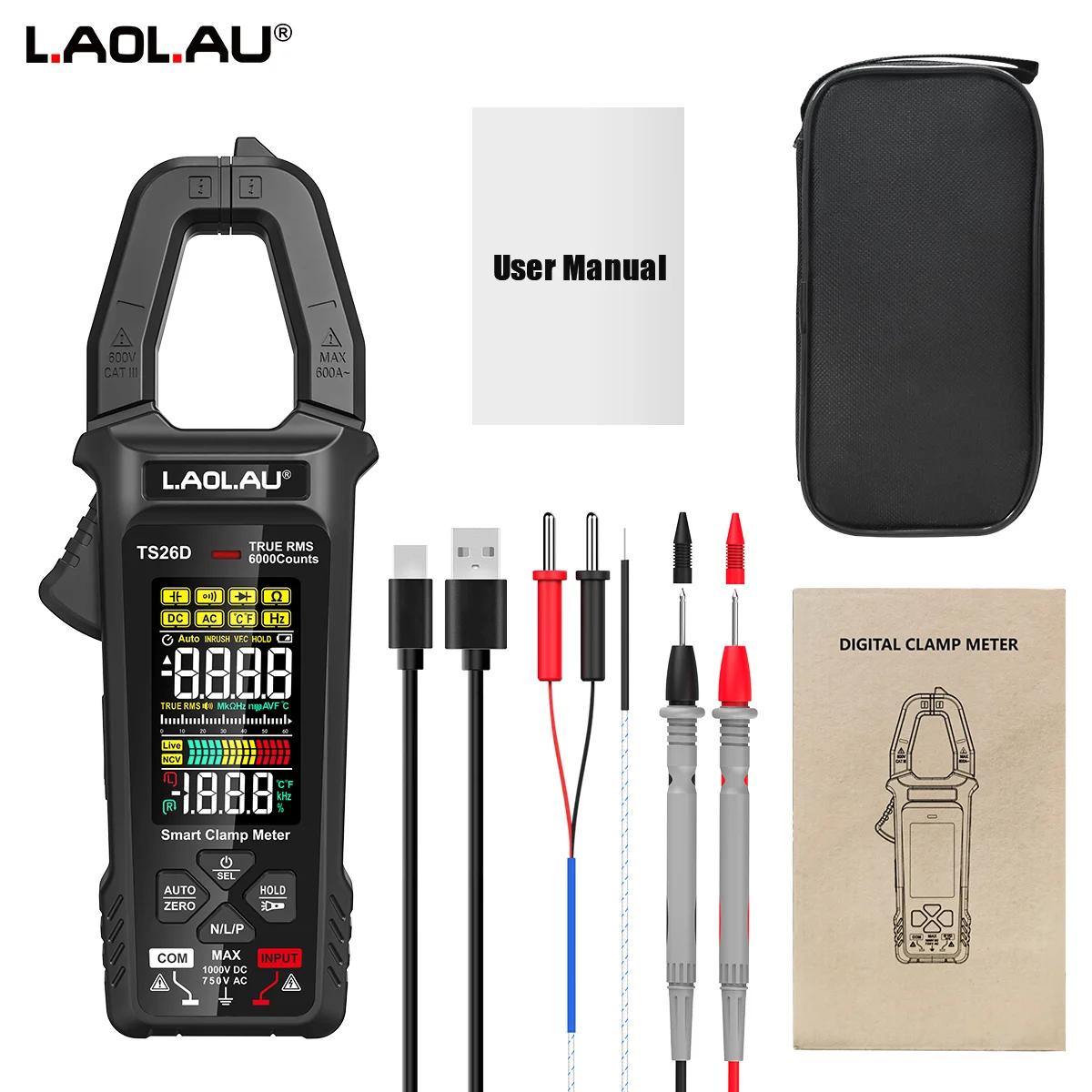 Digitales Zangenmultimeter TS-26A/26D Strom Spannung NCV Auto-Bereichswahl Widerstand Kapazität Temperatur Typ-C Wiederaufladbarer Amperemeter – Detail 16