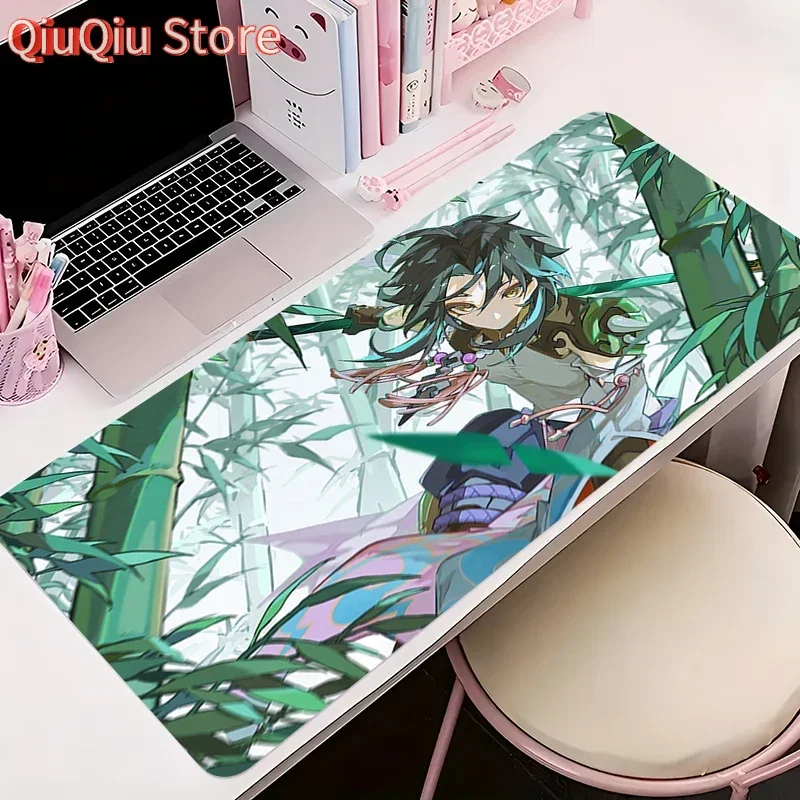 

Коврик для мыши в стиле аниме, нескользящий резиновый HD коврик для мыши, коврик для офисного стола, аксессуары для игрового ПК, большой коврик для клавиатуры Gamer G-genshin Impact Xiao