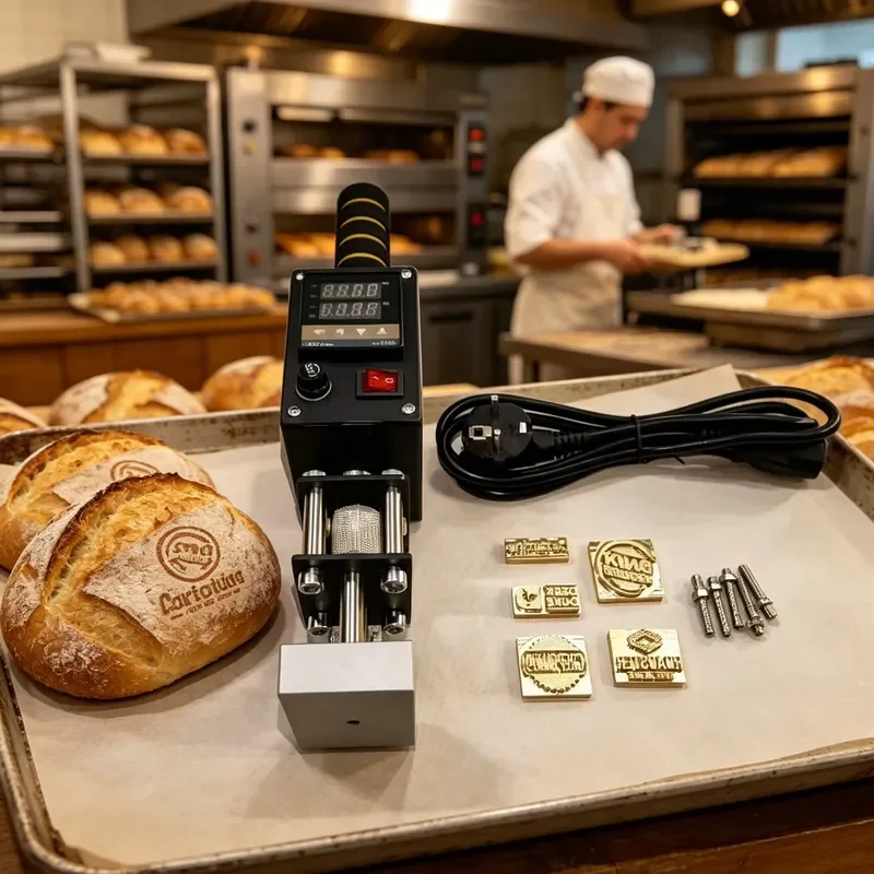 Adjustable Temp Food Branding Iron with Custom Logo Electric Cake Stamping Tool Stainless Steel Head for Pastry