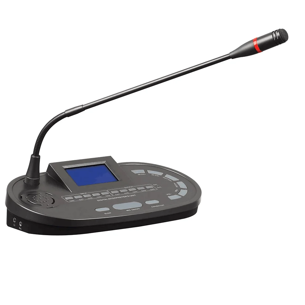 Interpreter Unit Digital Audio Simultaneous Translation Interpretation System LCD Display Screen Microphone