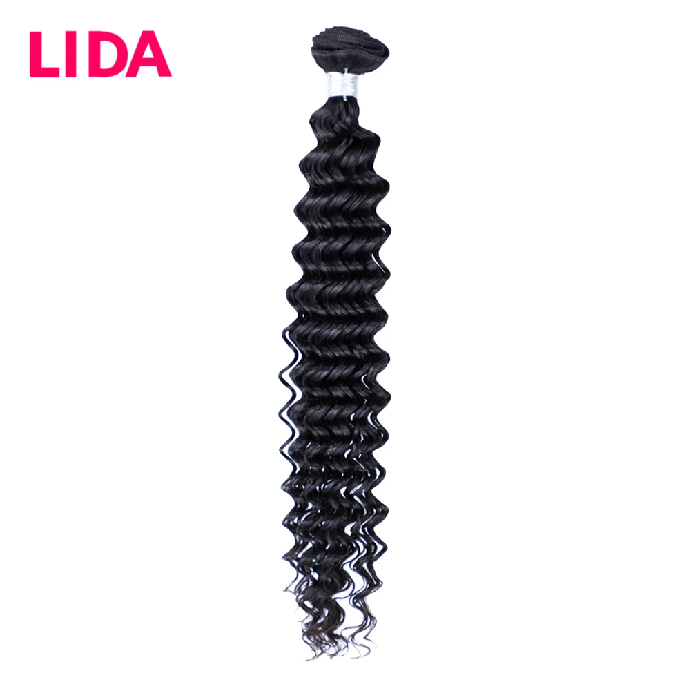 

Наращивание волос Lida: натуральные волосы, глубокая волна, черный цвет, двойная прядь, китайские человеческие волосы, комплект из одного пучка