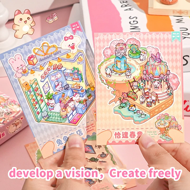 Unique DIY Cartoon Scene Stickers Pack; 25 Unique Landscapes; Perfect Birthday Surprise for Kids