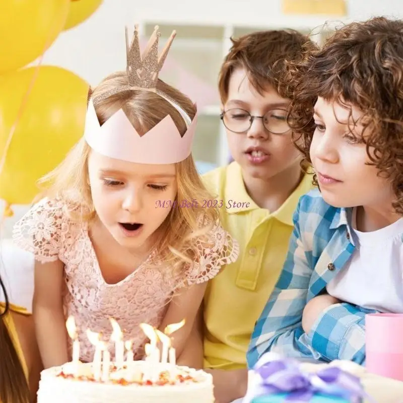 

49ME Elegant Gold Powder Crown Hairband Heart Hollowed Crowns Headband for Birthday Party Celebrations All Age Hairhoop