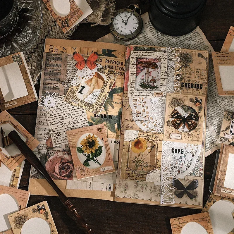 15 Blatt 4 Stile Materialpaket Eine Seite der Melodie Serie Vintage Literary Journal Border Basic Decor Sticker
