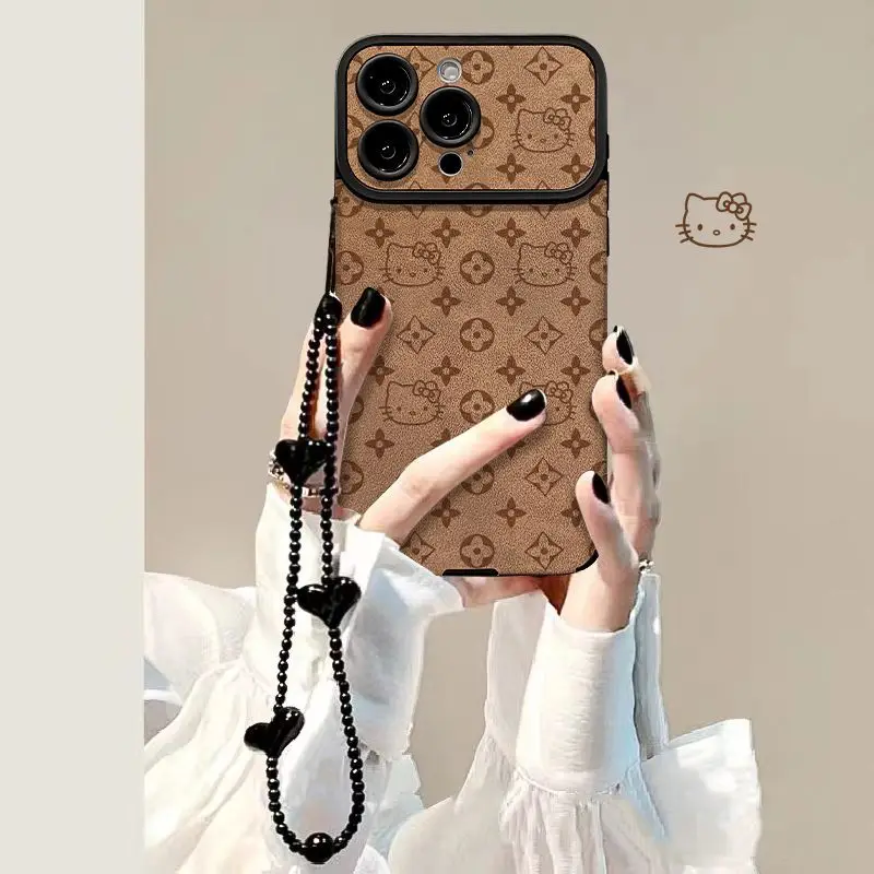 جديد Kawaii مرحبا كيتي الكرتون جراب هاتف آيفون 17 12 13 14 15 16 برو ماكس زائد ماتي الجلد الملمس غطاء ممتص للصدمات