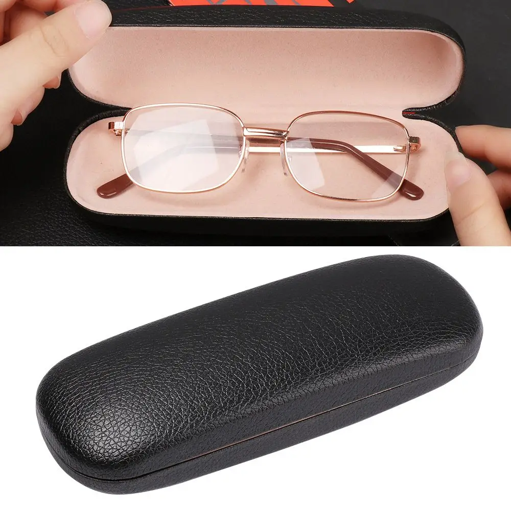 Fashion PU Leather Waterproof Eyewear Protector Black Spectacle Cases Glasses Box Hard Frame Eyeglass Cases