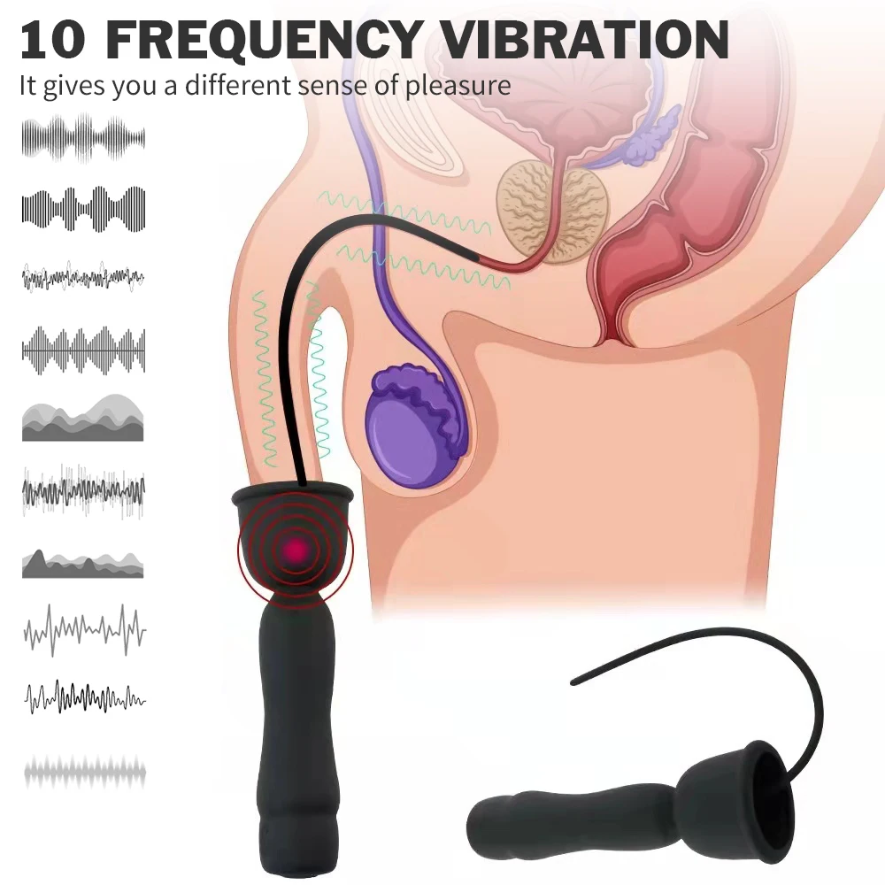 Male Penis Pump Vibrator Urethra Expansion Stimulator for Men Urethra Masturbation Penis Plug Erotic Sex Toys Penis Massager