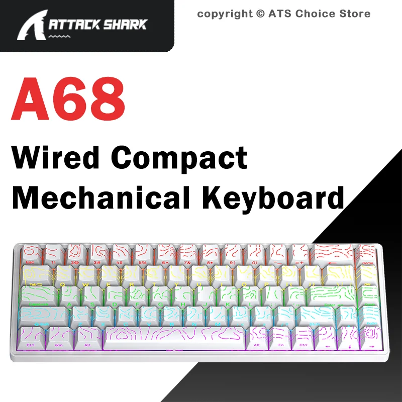 APAYADO A68 Wired Gaming Mechanical Keyboard 65% 68-Key RGB USB-C Hot Swap NKRO Fast Response Compact Keyboard