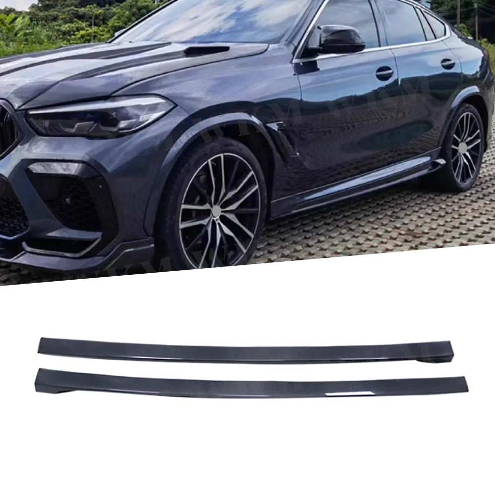 

Carbon Fiber Side Skirts Car Side Bumper Lip Trim Protector Side Skirt Cover Bumper Guards For BMW F96 X6 2019-2022 FRP Black