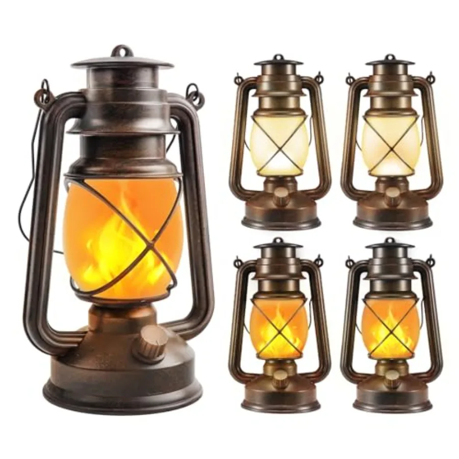 

Battery-Powered 2 Modes Lighting LED Vintage Lanterns Decorative Outdoor and Indoor, Bronze Lights with Dancing Flame, Waterpro