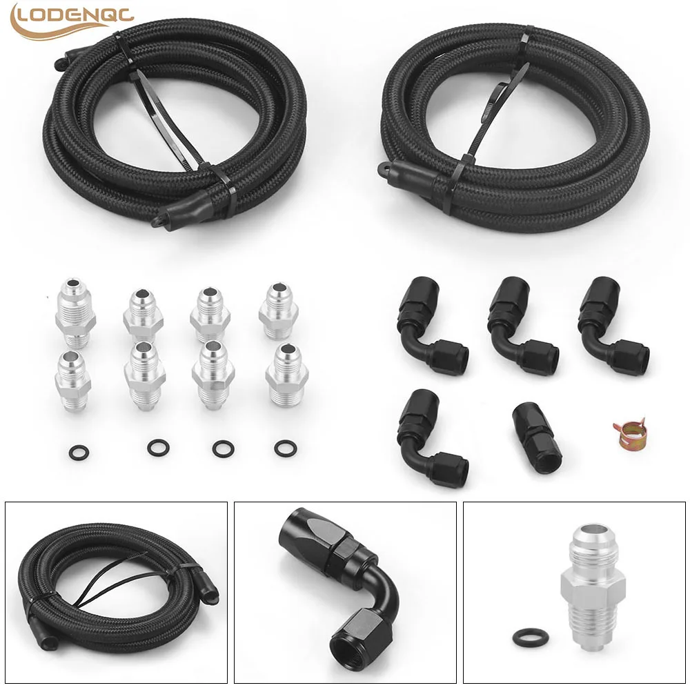 

AN6 Aluminum Power Steering Pump Hose Kit for Pump Mount Reservoir For GM LS Swap Pressure Return To Prevent Damage Rack&Pinion