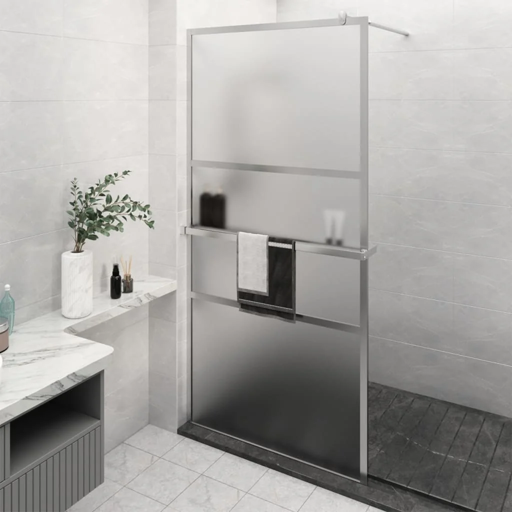 Shower wall and Chrome shelf 115x cm glass ESG & Aluminum