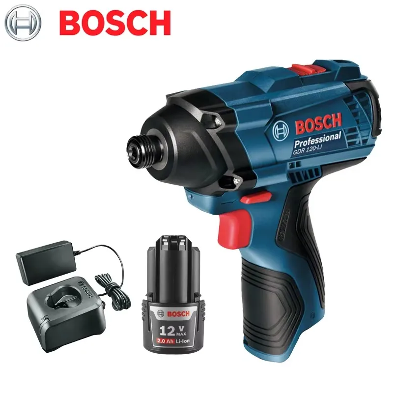 BOSCH GDR 120-LI Impact Driver 12V2.0Ah Rechargeable Battery Sets 1/4in 100Nm Electril Wrench Power Bare Tool Combination