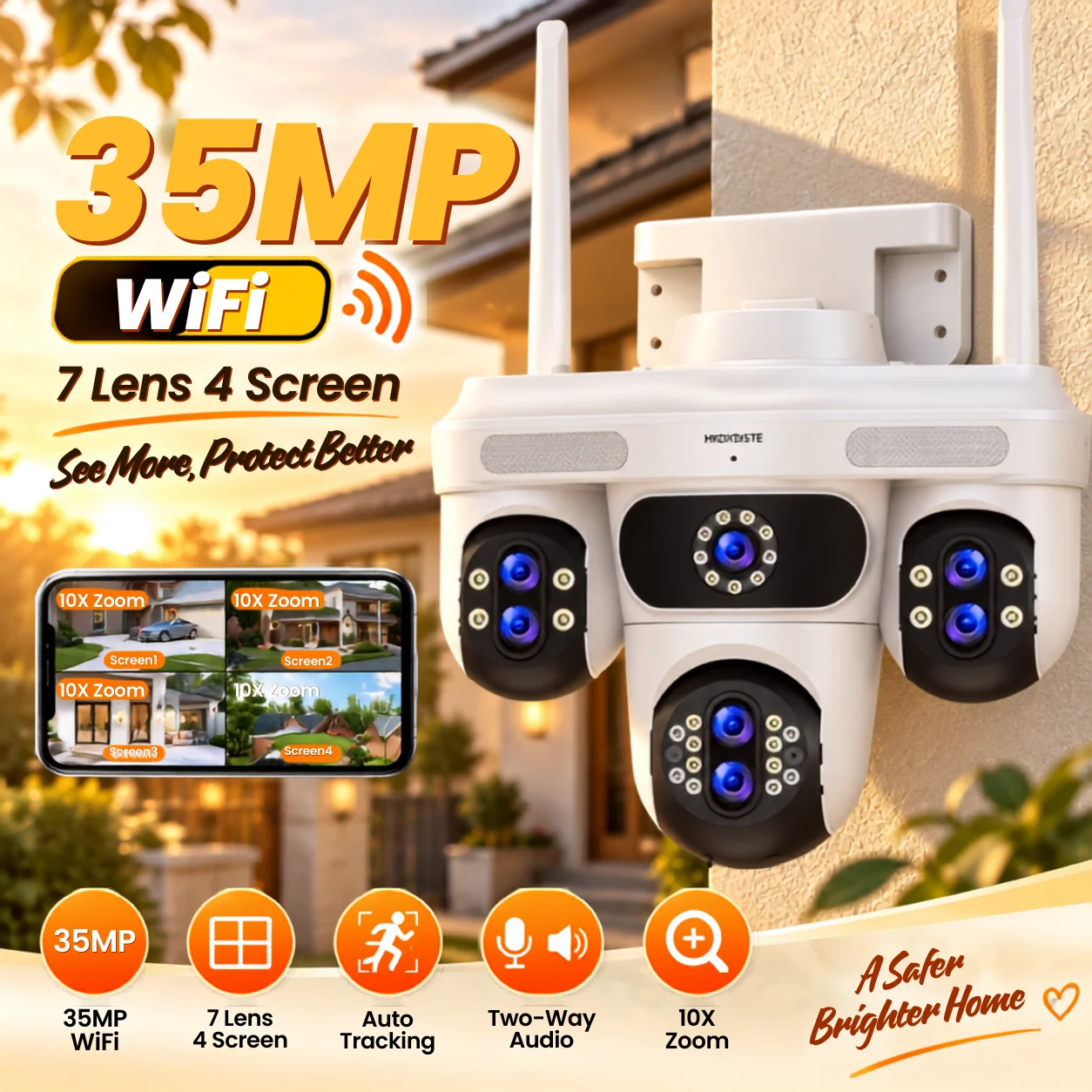 Ip Camera 4K 8Mp Outdoor Ptz - Telecamera di sicurezza PTZ con zoom