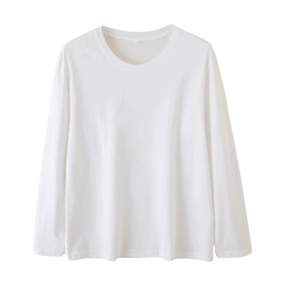 الأبيض القطن الخالص طويل Sve تي شيرت المرأة ربيع الخريف سليم صالح الأساسية بلا ملابس داخلية قاعدة طبقة irt تخفيف Sle #5