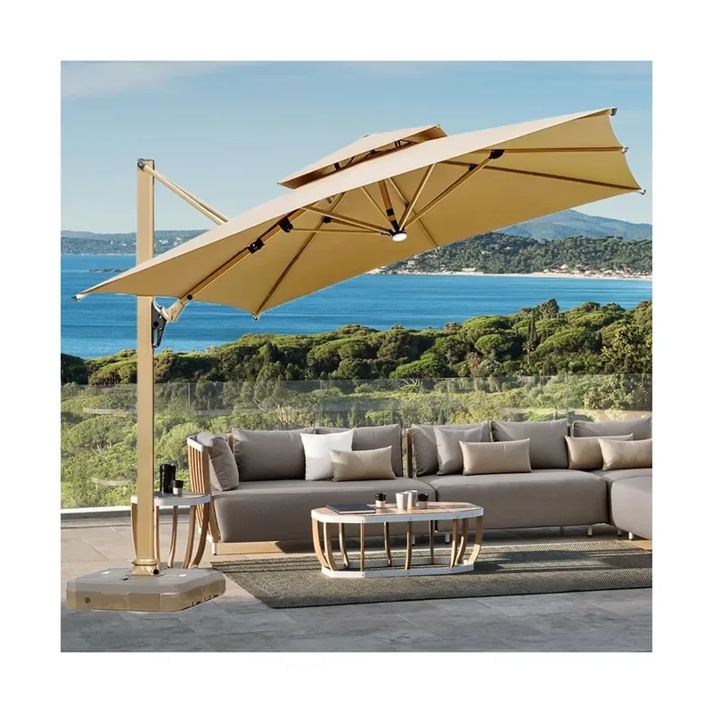 

[280 Grams Canopy Polyester]155kg After Filled Water Wheels Base Garden/Hotel/Coffee Shop/Rustaurant/Patio/Courtyard Umbrella
