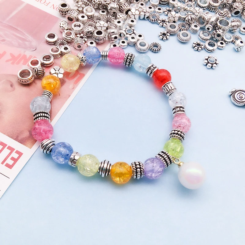 30pcs/lot Tibetan Silver Metal Spacer Beads for Jewelry Making, Hole 1-4mm , Loose Spacer Beads Findings Bracelet Necklace DIY