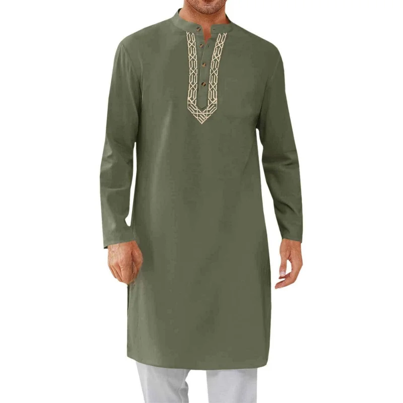 Arabian Sle Abito lungo da uomo Faion Cappotto lungo da uomo semplice transfrontaliero Casual Loose Fit Tessuto in poliestere quattro stagioni