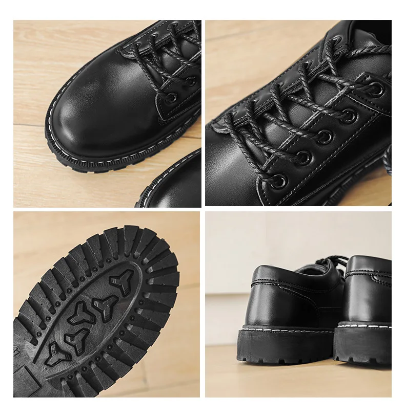 Zapatos de cuero pequeños negros para hombres, traje informal para adolescentes, moda, cien guapo