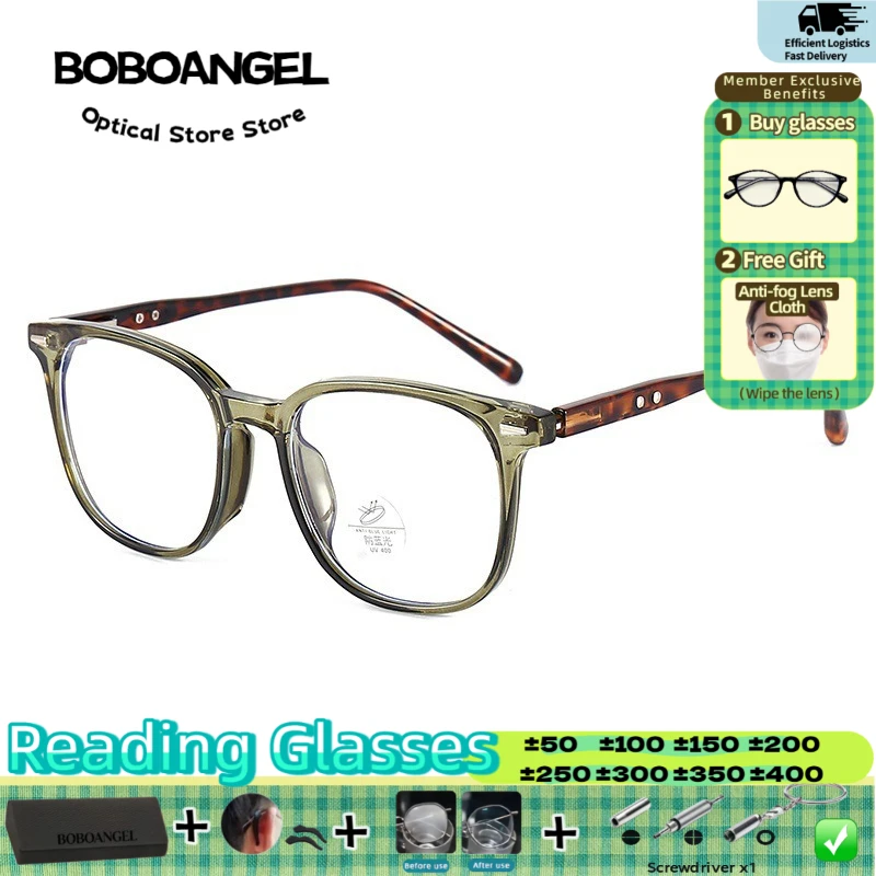 

BOBOANGEL Women Men Fashion Square Customized Myopia Glasses Prescription Glasses Anti Blue Light Reading Optical Eyeglasses