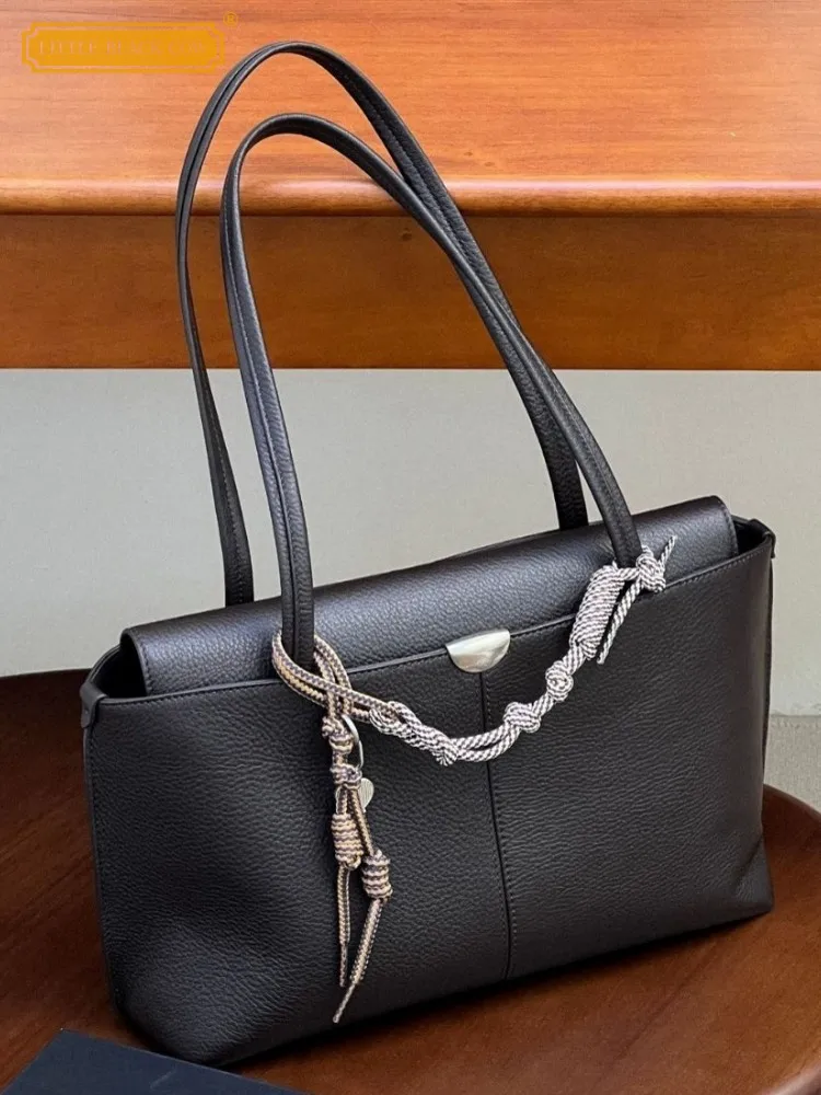 

Офисная женская рабочая сумка из натуральной яловой кожи, элегантная женская сумка на плечо под мышками, большая вместительная сумка-тоут