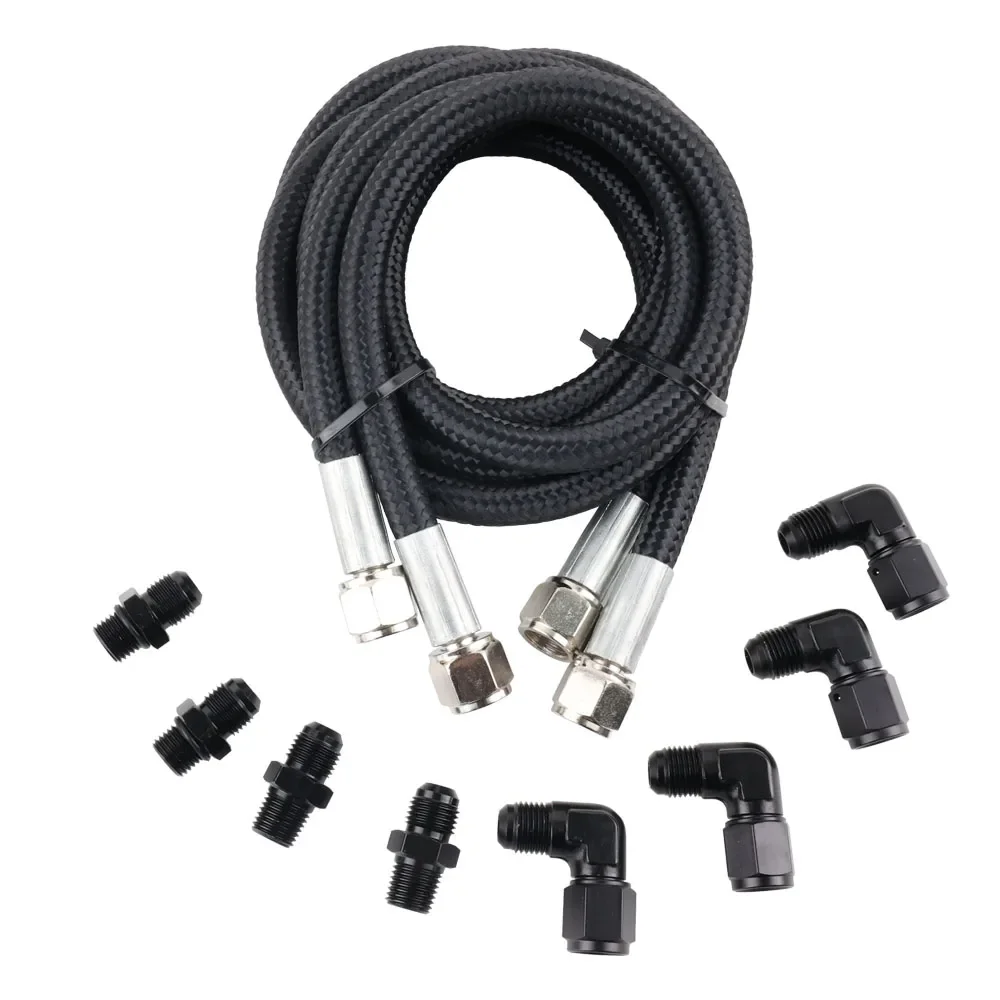 Black Braided Automatic Transmission Cooler Hose Line Fitting For GM 4L60E 4L65E Cooling System