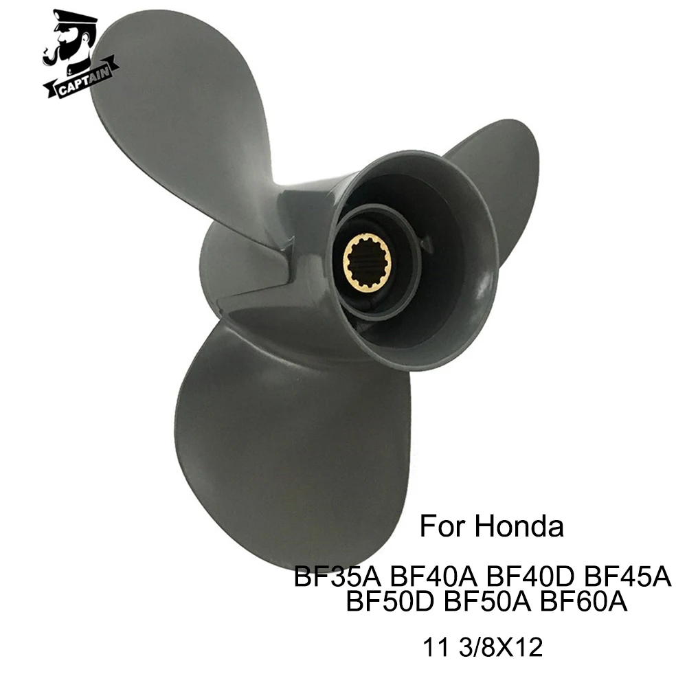 

Captain Outboard Propeller 11 3/8X12 Fit Honda Engine BF35A BF40A BF40D BF45A BF50D BF50A BF60A 13 Tooth Spline 59130-ZV5-012AH