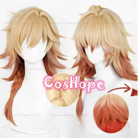 HSR Mydeimos Cosplay Wig Mydei 55cm Long Light Blonde Gradient Orange Wig Cosplay Anime Cosplay Wig Heat Resistant Synthetic Wig