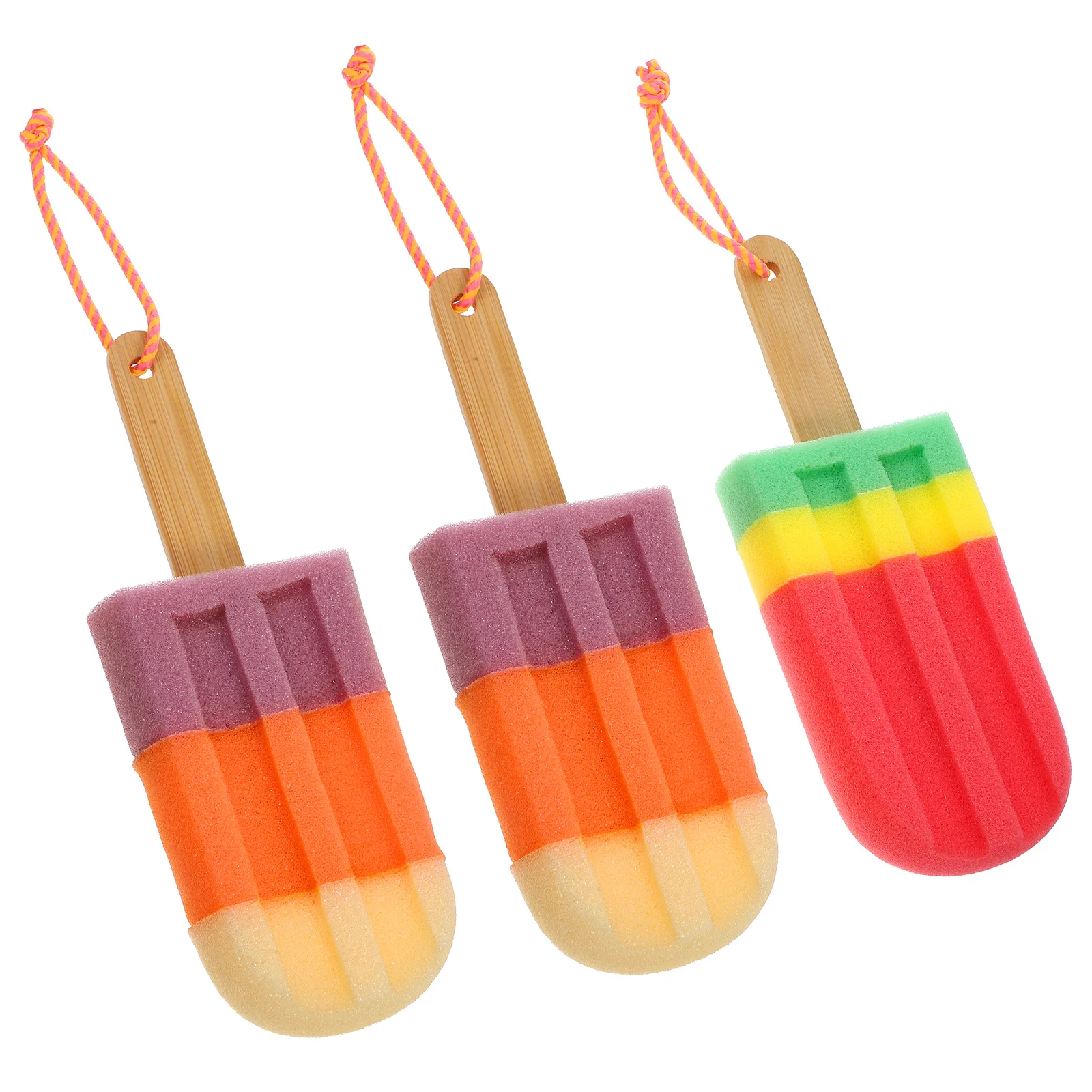 3Pcs Ice Cream Shaped Bath Ball Soft Comfortable Body Exfoliating Shower Accessory Rich Foam Skin Care Random Style