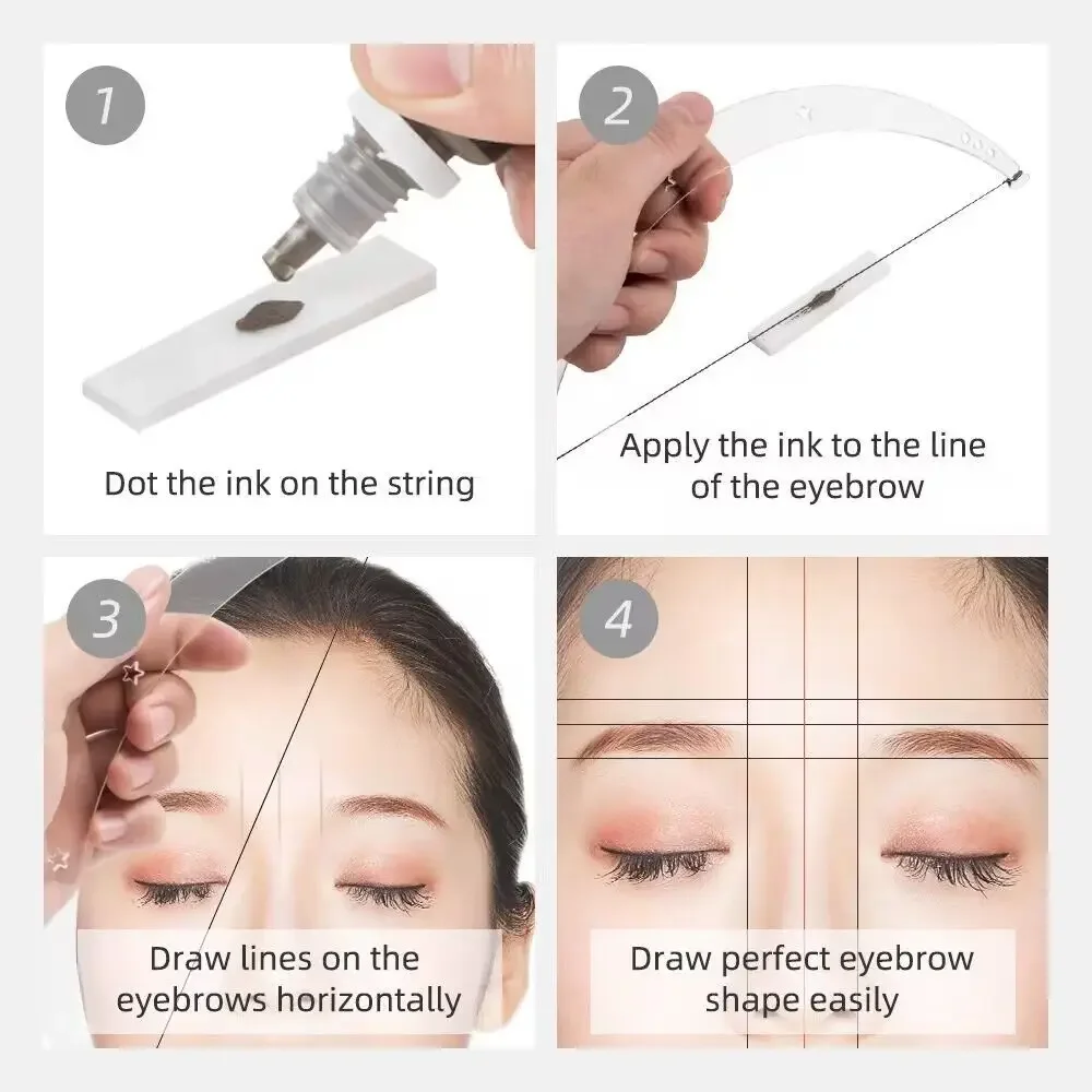 Tattoo Microblading Semi Permanent Eyebrow Mapping Positioning Bow and Arrow Ruler Makeup Measuring Set Thread Dyeing Liners