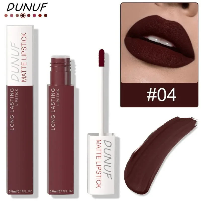 Matte Lippenstifte Nicht Klebend Roter Nude Wasserfester Langanhaltender Flüssiger Lipgloss Samt-Finish Verblassungsresistent Lip Tint Make-up – Detail 12