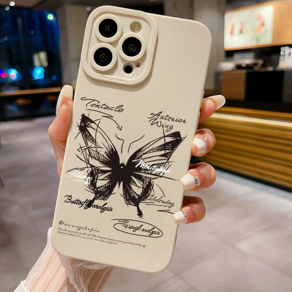 for Samsung Galaxy A15 A05 A35 A55 A14 A24 A34 A54 A33 A53 A73 5G Drawing Butterfly Square Case Cover