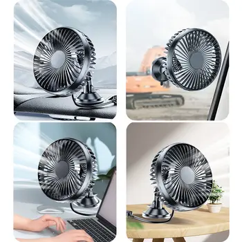 12V/24V USB ventilátor do auta s přísavkou na čelní sklo, stolní ventilátor, 360 stupňů, všestranný ventilátor do auta pro nákladní automobily, SUV, RV 8 nejlepší prodej USB ventilátor do auta - №2