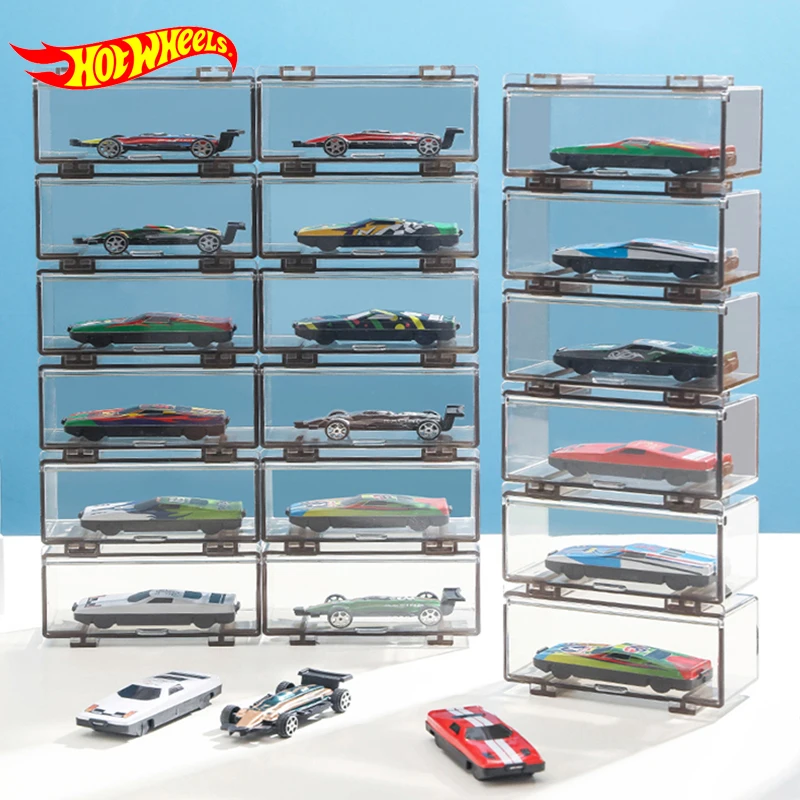 Acrylic Transparent Storage Box for Hot Wheels 1/64 Car Model Parking Lot Sorting Stackable Toys for Boy Waterproof Display Rack