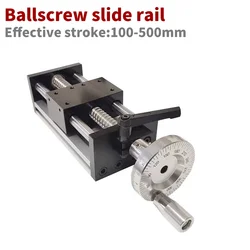 Linear Guide Manual Sliding Table 100-500MM Stroke Ballscrew SFU1204 Handwheel Double Optical Axis CNC Table Saw 3D Printer XY